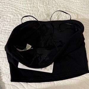 ALO Yoga Black Strapless Bandeau Tank with Removable Straps